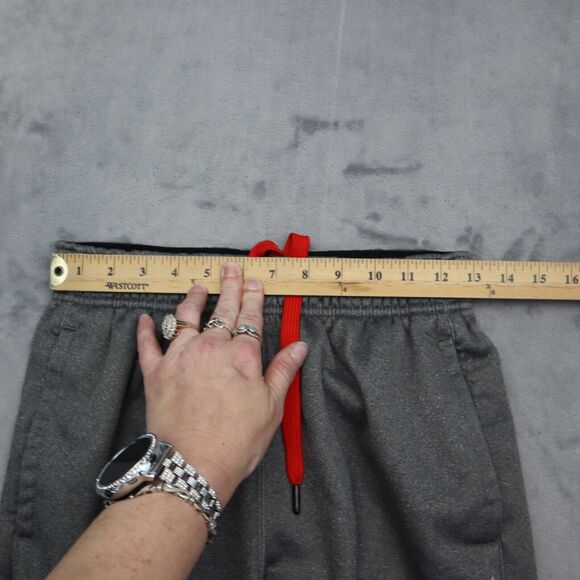Reebok Pants Mens Gray Elastic Waist Red Drawstring Zip Pocket Sweatpants - Picture 3 of 16